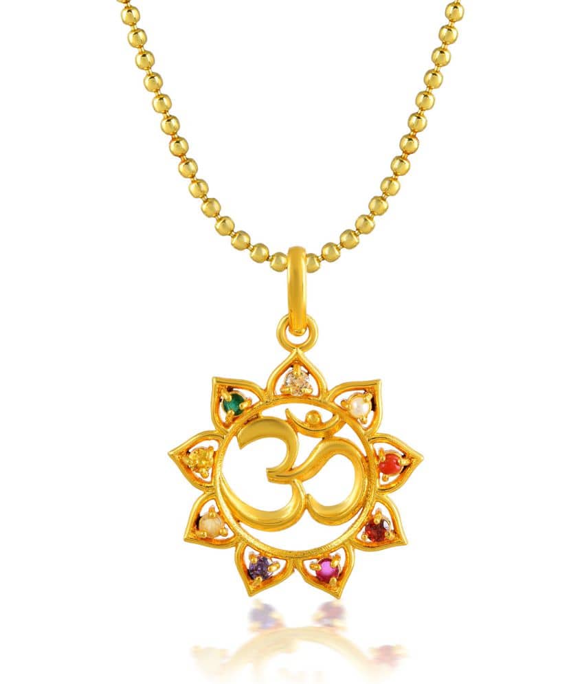 OM YANTRA NAVRATNA PENDANT WITH BALL CHAIN