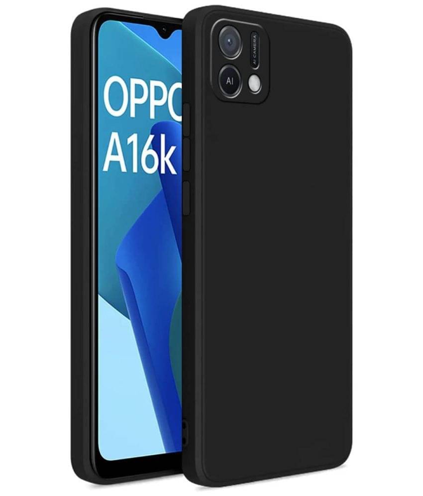 Oppo - Black Silicon Plain Cases Compatible For OPPO A16K ( Pack of 1 ) Oppo - Black Silicon Plain Cases Compatible For OPPO A16K ( Pack of 1 )