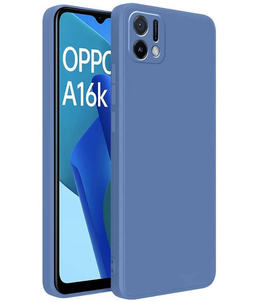Oppo - Blue Silicon Plain Cases Compatible For OPPO A16K ( Pack of 1 ) Oppo - Blue Silicon Plain Cases Compatible For OPPO A16K ( Pack of 1 )