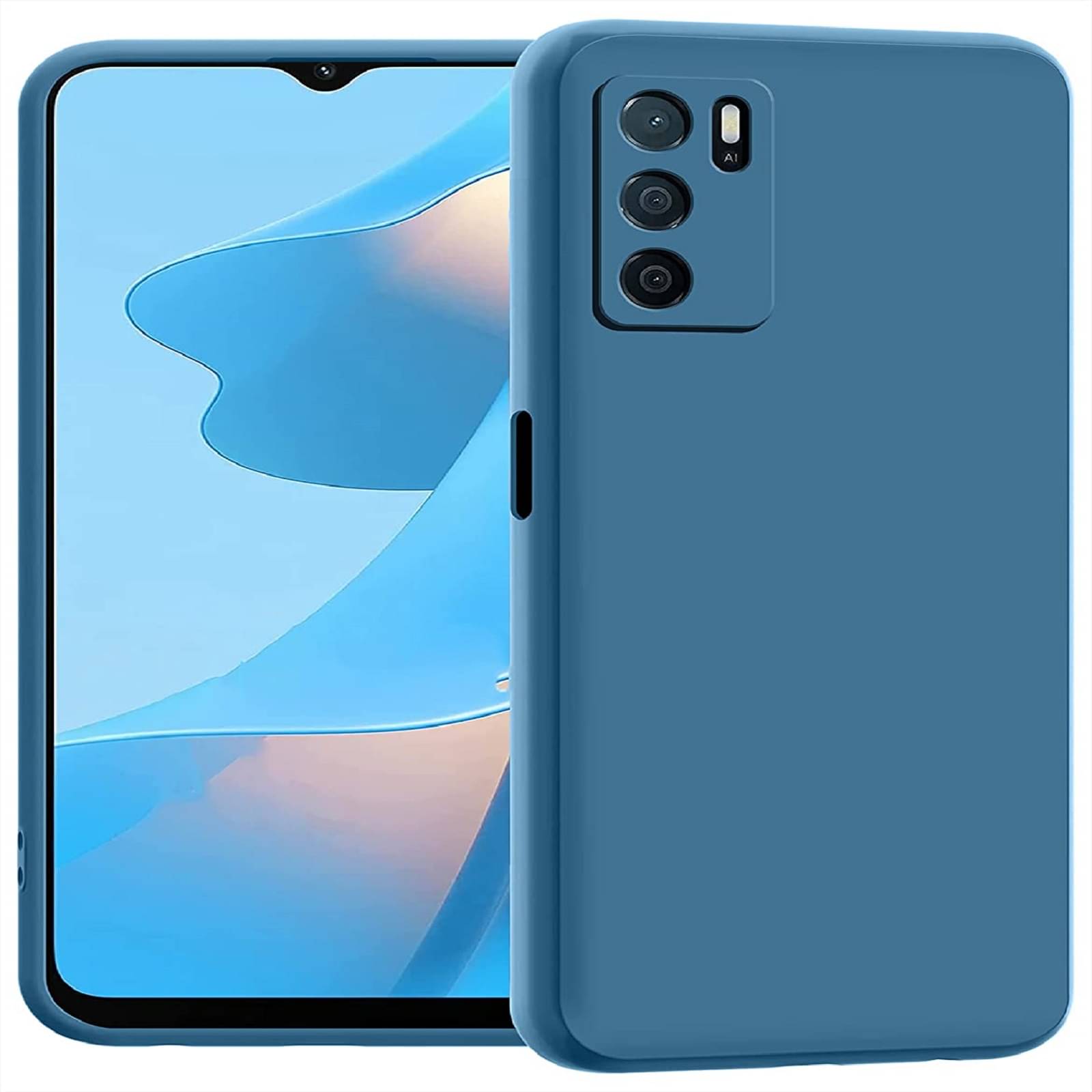     			Oppo - Blue Silicon Plain Cases Compatible For Oppo A16 ( Pack of 1 )