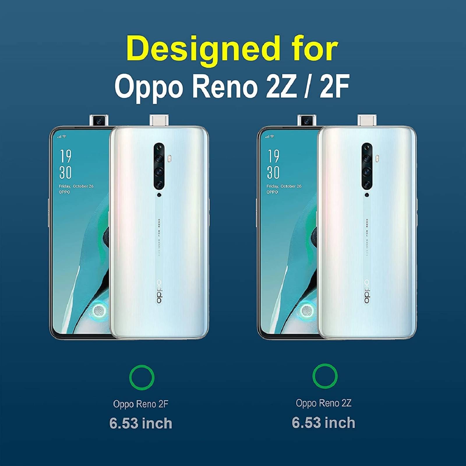     			Oppo - Blue Silicon Plain Cases Compatible For Oppo Reno 2F ( Pack of 1 )