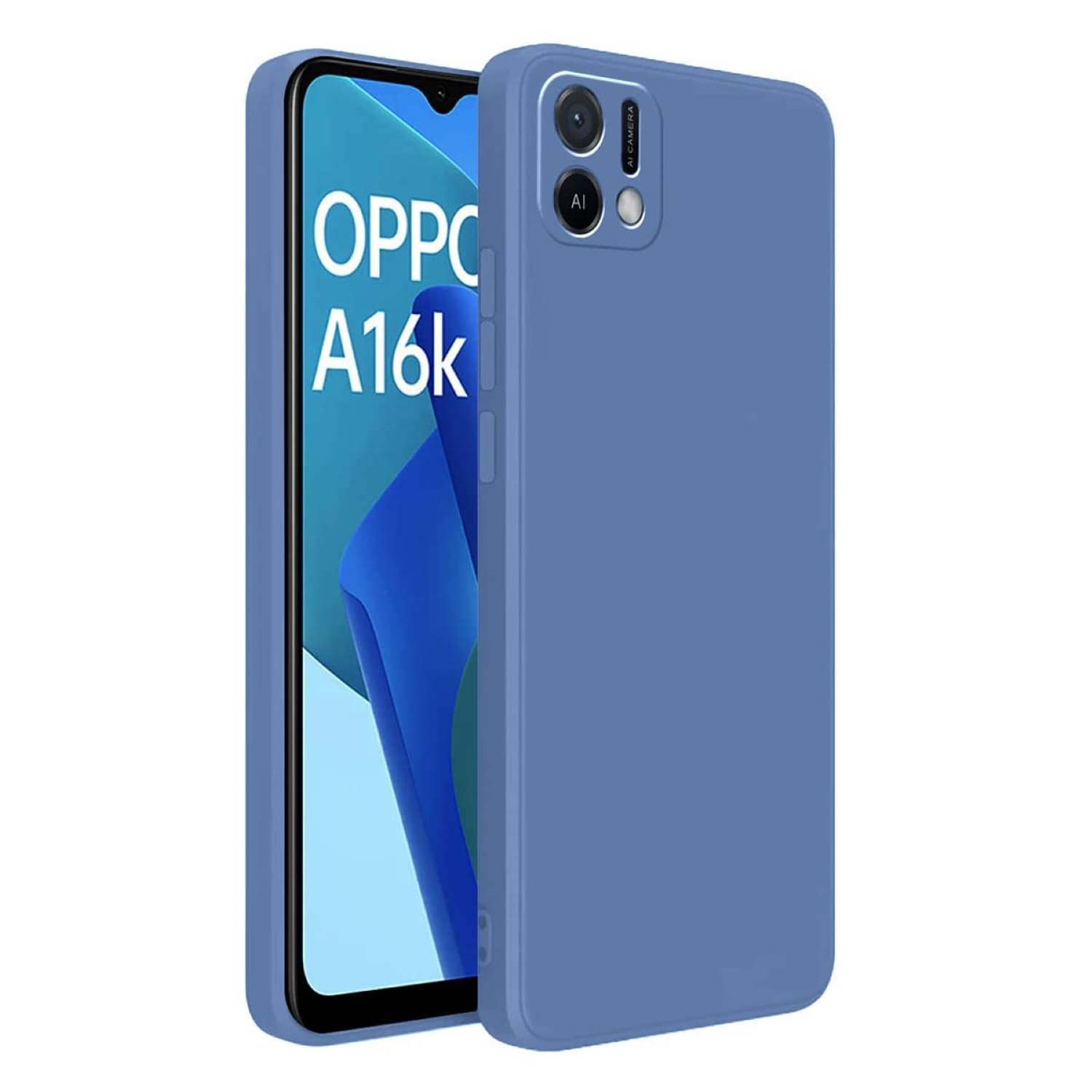 Oppo - Blue Silicon Plain Cases Compatible For OPPO A16K ( Pack of 1 ) Oppo - Blue Silicon Plain Cases Compatible For OPPO A16K ( Pack of 1 )