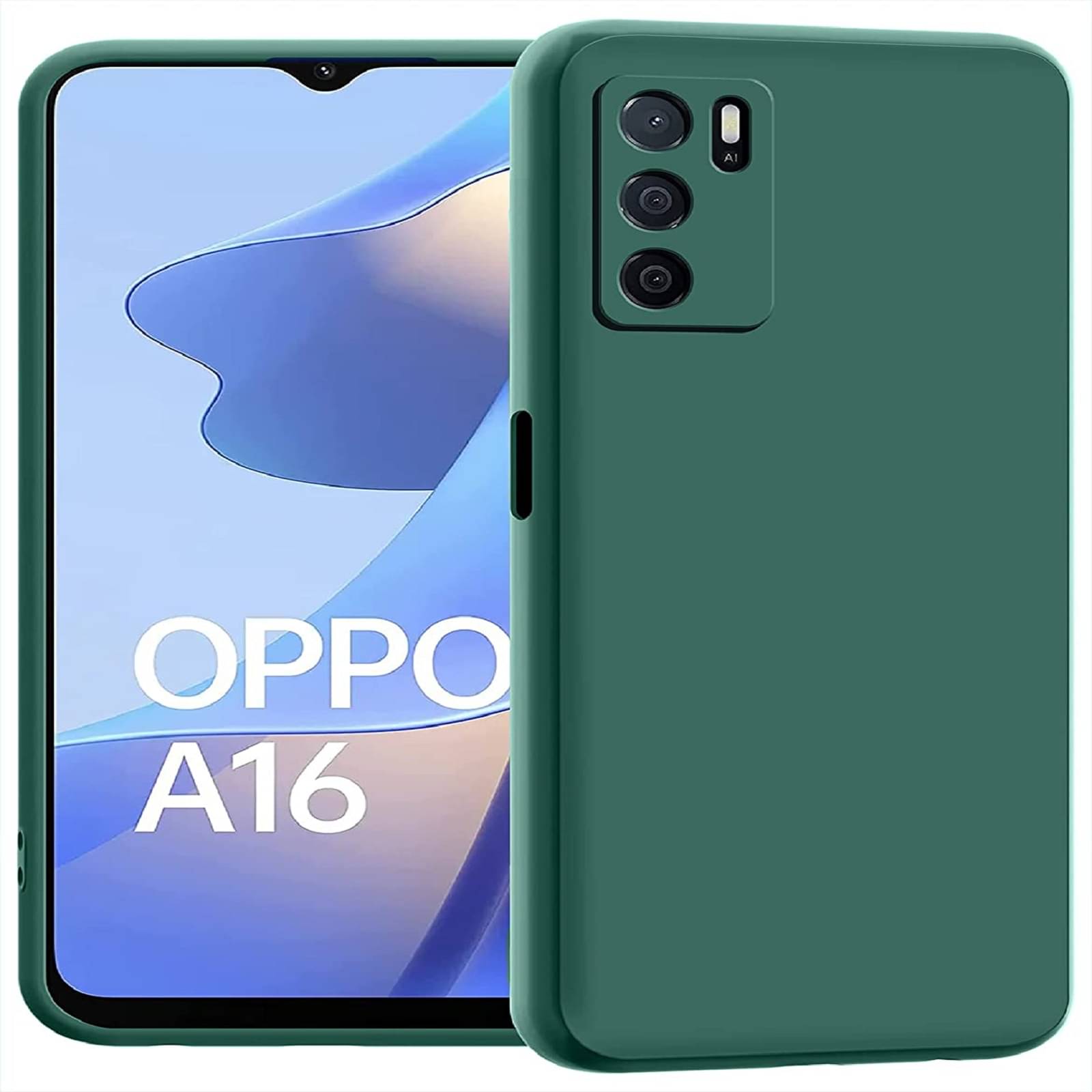     			Oppo - Green Silicon Plain Cases Compatible For Oppo A16 ( Pack of 1 )