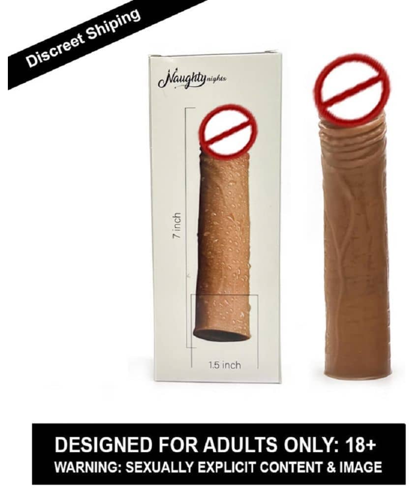 PINK HEAD SINGLE HOLE PENIS EXTENDER REUSABLE CHOCOLATE SLEEVE FOR MEN BY