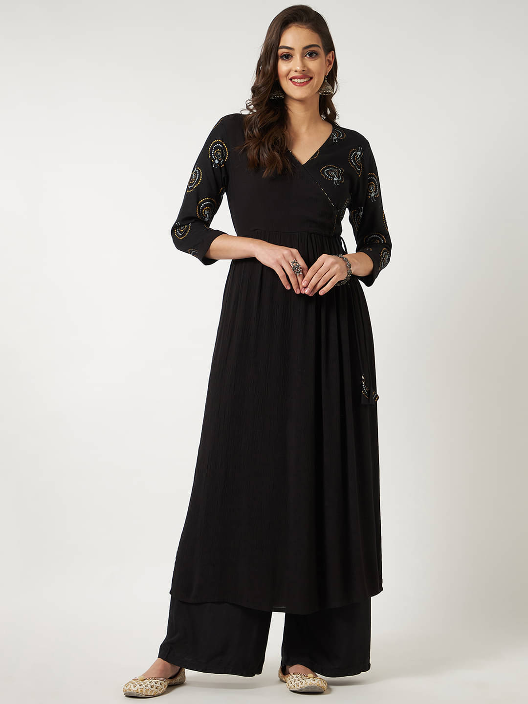 Pannkh - Black Rayon Women's Anarkali Kurti ( Pack of 1 ) Pannkh - Black Rayon Women's Anarkali Kurti ( Pack of 1 )