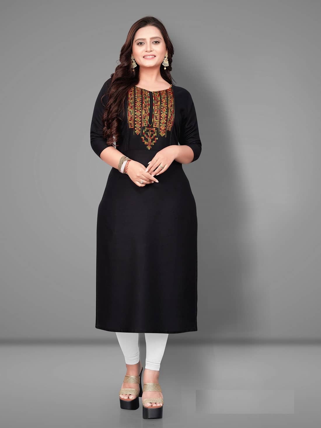 Rangrasiya - Black Rayon Women's Straight Kurti ( Pack of 1 ) - Kurtis, Tunics | Buy online on ZillyBuy