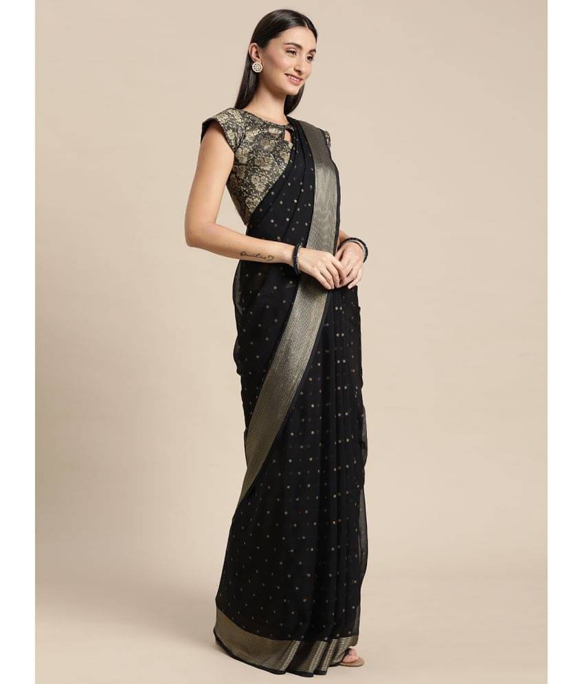 Rekha Maniyar Chiffon Embellished Saree With Unstitched Blouse Piece ( Black ) Rekha Maniyar Chiffon Embellished Saree With Unstitched Blouse Piece ( Black )