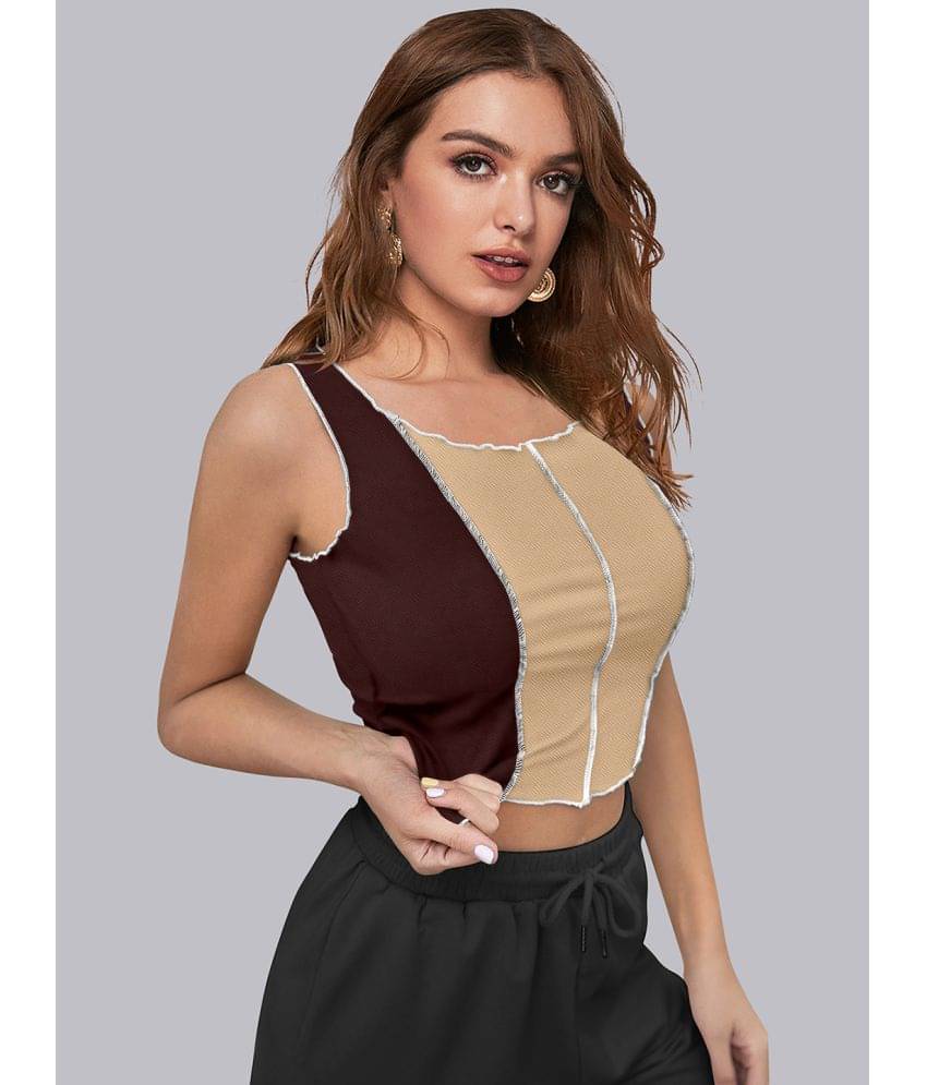     			Sanjana Silks Women's Polyester Crop Top ( Coffee )