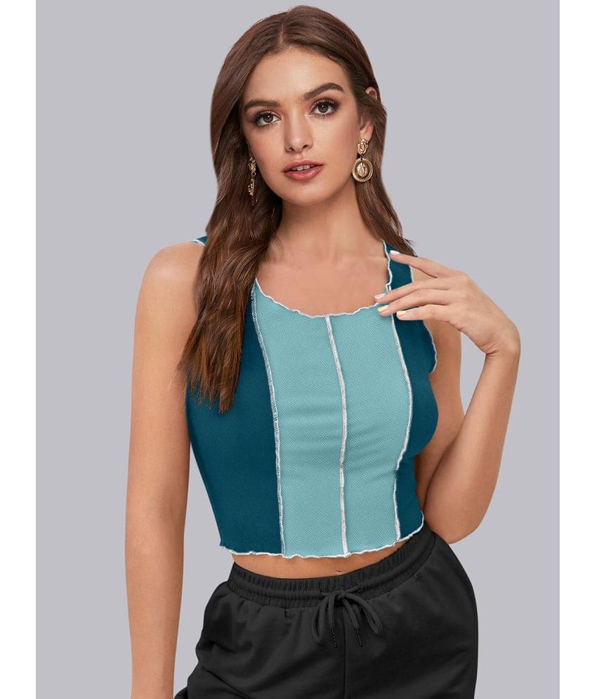     			Sanjana Silks Women's Polyester Crop Top ( Turquoise )