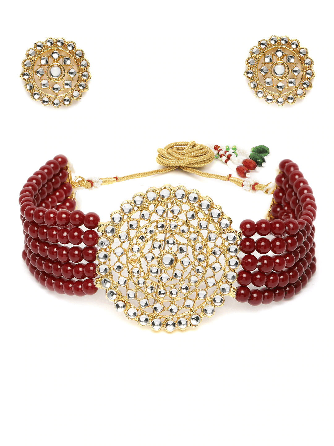 Sunhari Jewels - Maroon Alloy Necklace Set ( Pack of 1 )