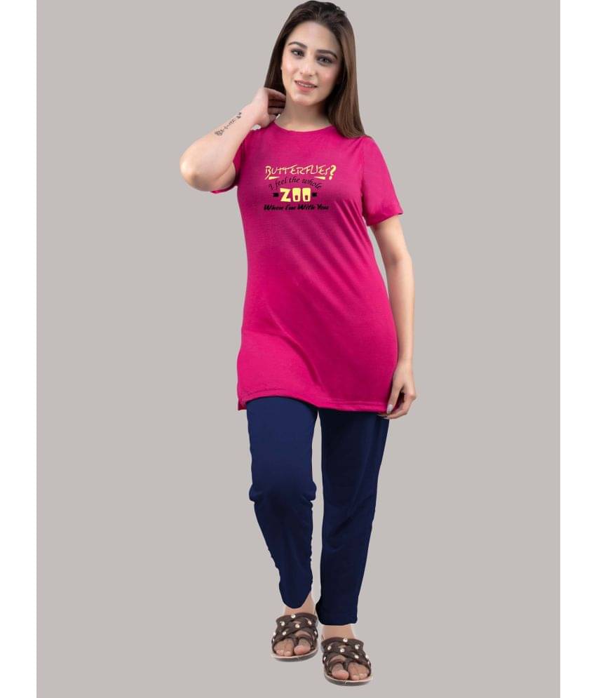 URBE - Magenta Cotton Blend Women's Nightwear Nightsuit Sets ( Pack of 1 )     			URBE - Magenta Cotton Blend Women's Nightwear Nightsuit Sets ( Pack of 1 )