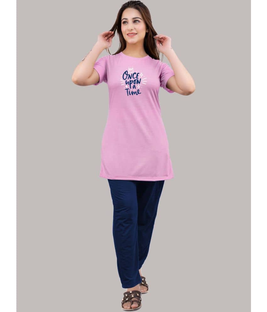URBE - Pink Cotton Blend Women's Nightwear Nightsuit Sets ( Pack of 1 ) - Nightwear & Loungewear | Buy online on ZillyBuy