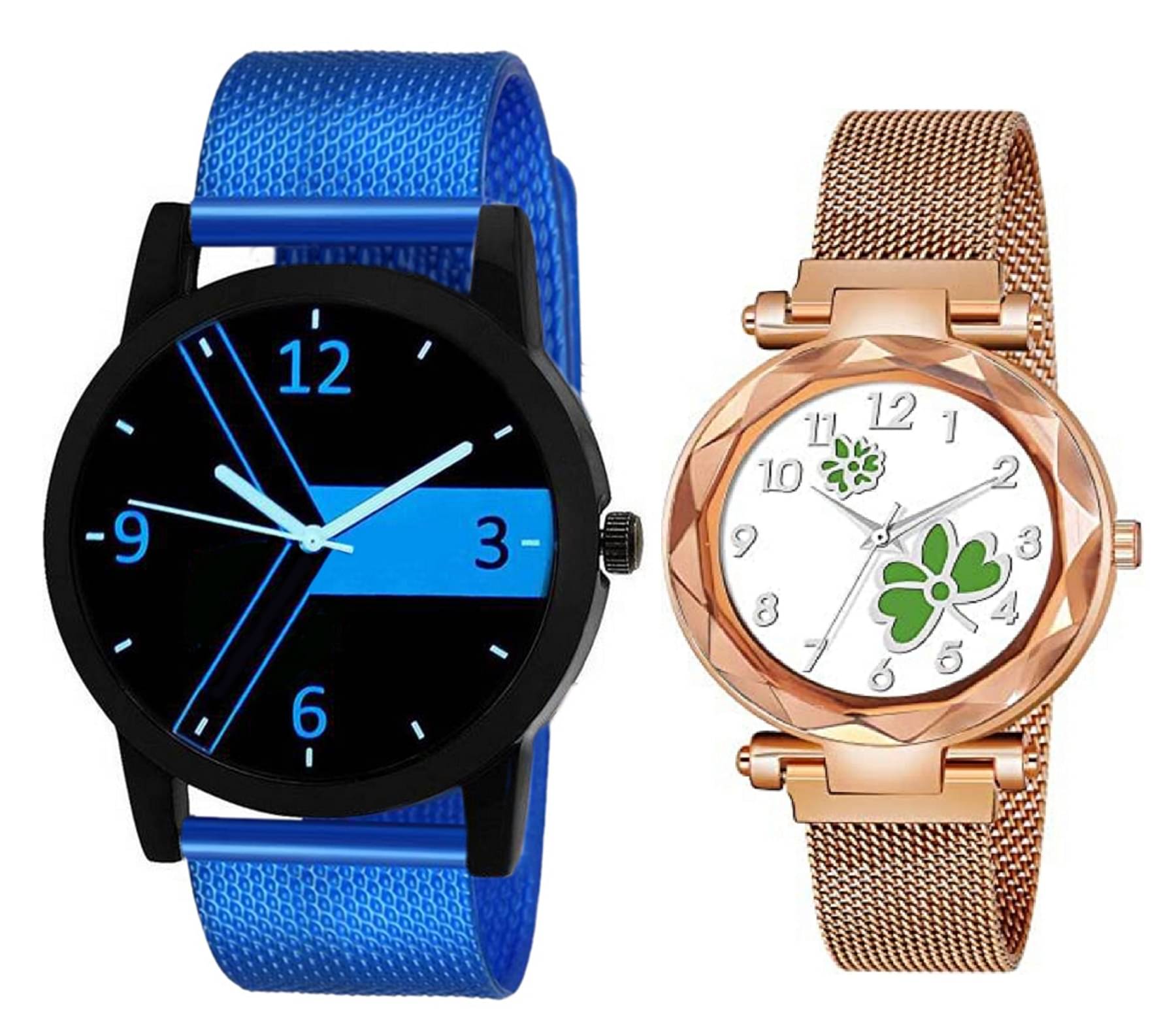     			newmen - Blue PU Analog Couple's Watch