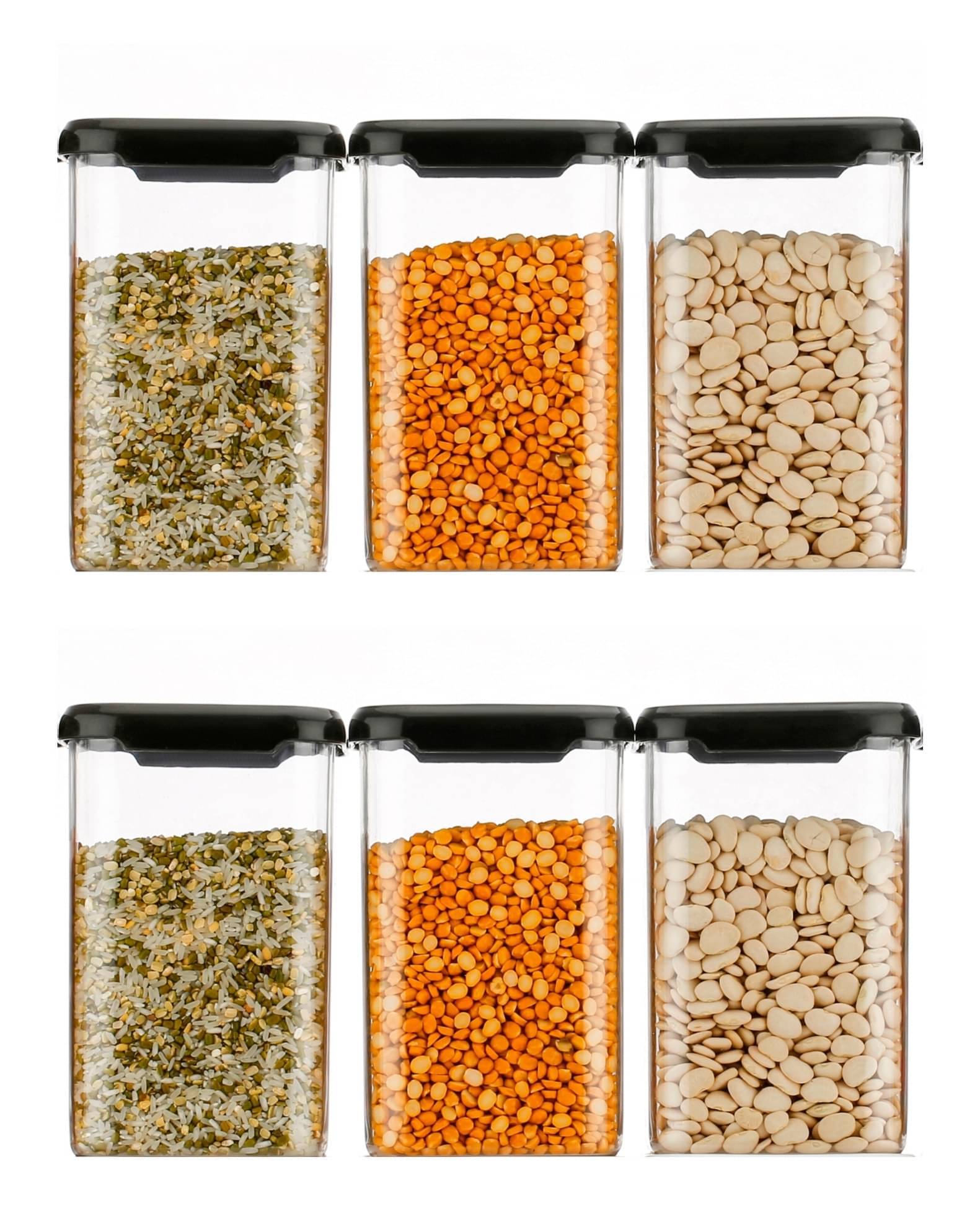     			2Mech - 1100ML 6PC BLK Black Plastic Dal Container ( Set of 6 ) - 1100