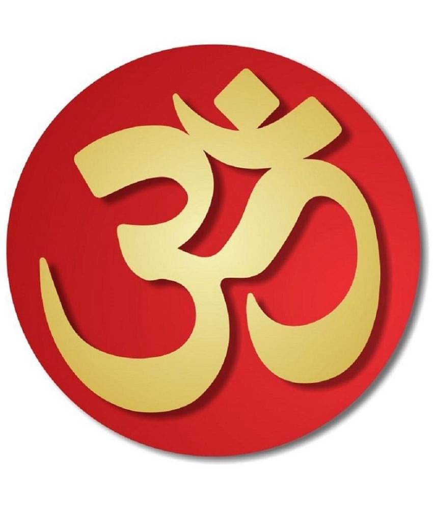     			Asmi Collection Beautiful 3D Acrylic Golden & Red Om Wall Sticker ( 20 x 20 cms )