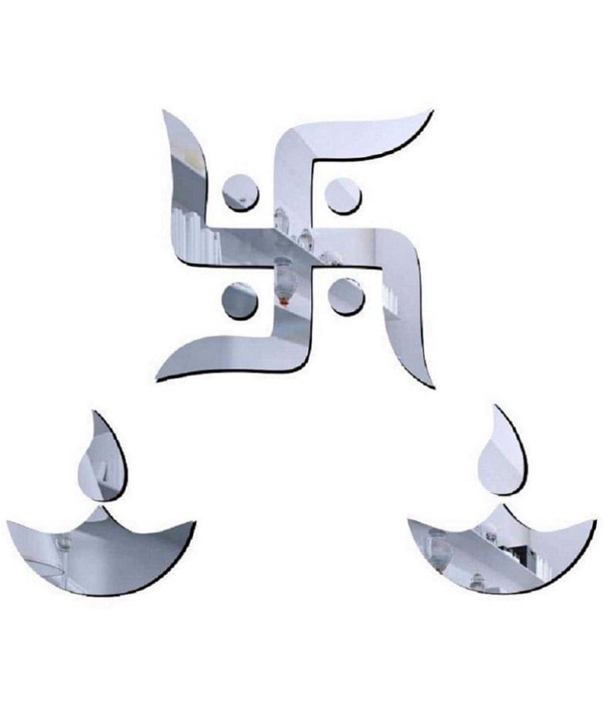 Asmi Collection Beautiful Swastik & 2 Diyas Acrylic Mirror Wall Sticker ( 15 x 15 cms ) Asmi Collection Beautiful Swastik & 2 Diyas Acrylic Mirror Wall Sticker ( 15 x 15 cms )