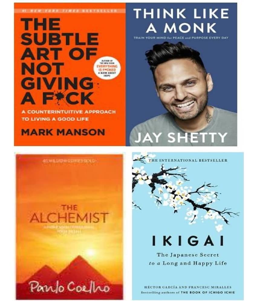 Books Combo (Ikigai, Think Like A Monk, Alchemist The Subtle Art Of Not Giving )- Paperback - Stationery | Buy online on ZillyBuy