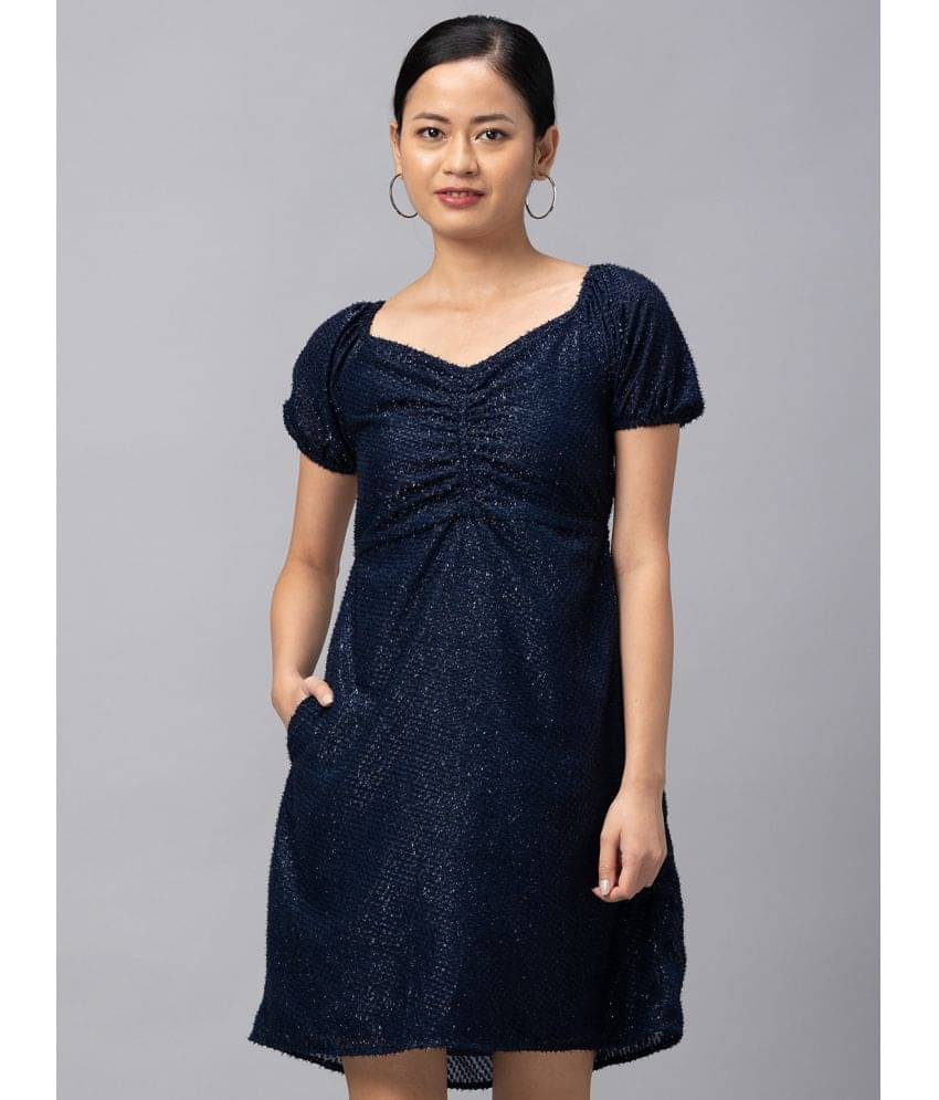 Globus - Navy Polyester Women's Shift Dress ( Pack of 1 ) Globus - Navy Polyester Women's Shift Dress ( Pack of 1 )