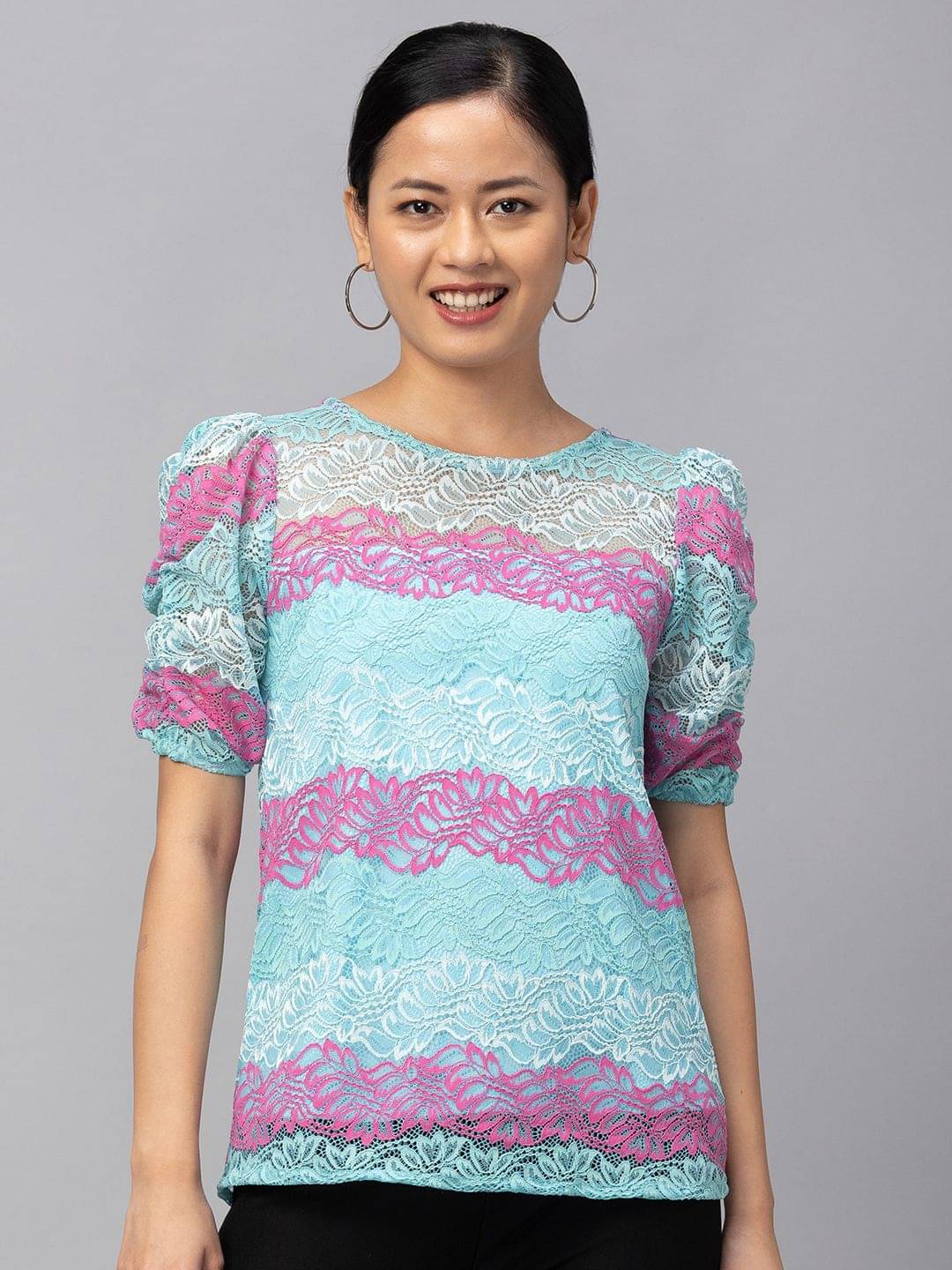     			Globus - Turquoise Polyester Women's Regular Top ( Pack of 1 )