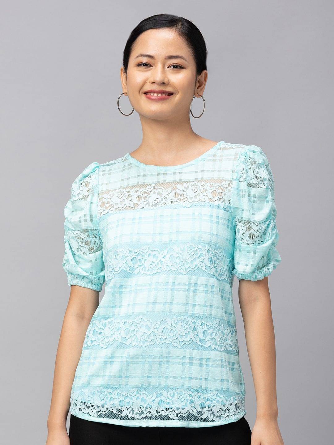     			Globus - Turquoise Polyester Women's Regular Top ( Pack of 1 )