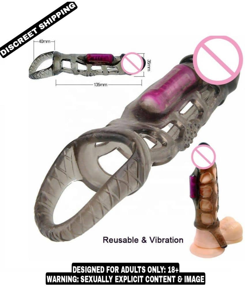 KAMAHOUSE BAILE 6.29 INCH VIBRATING PENIS EXTENSION EXTEND     ER COCK SLEEVE GIRTH ENHANCER FOR MEN