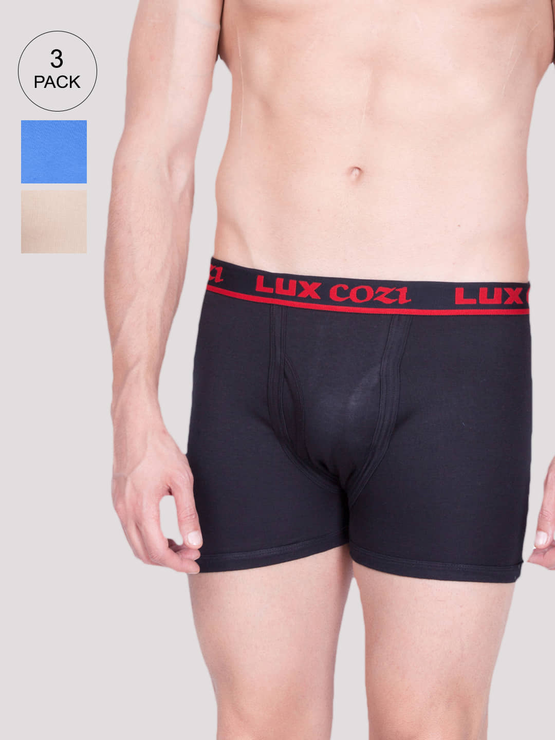 Pack of 3 Lux Cozi - Multicolor Cotton Blend Men's Trunks