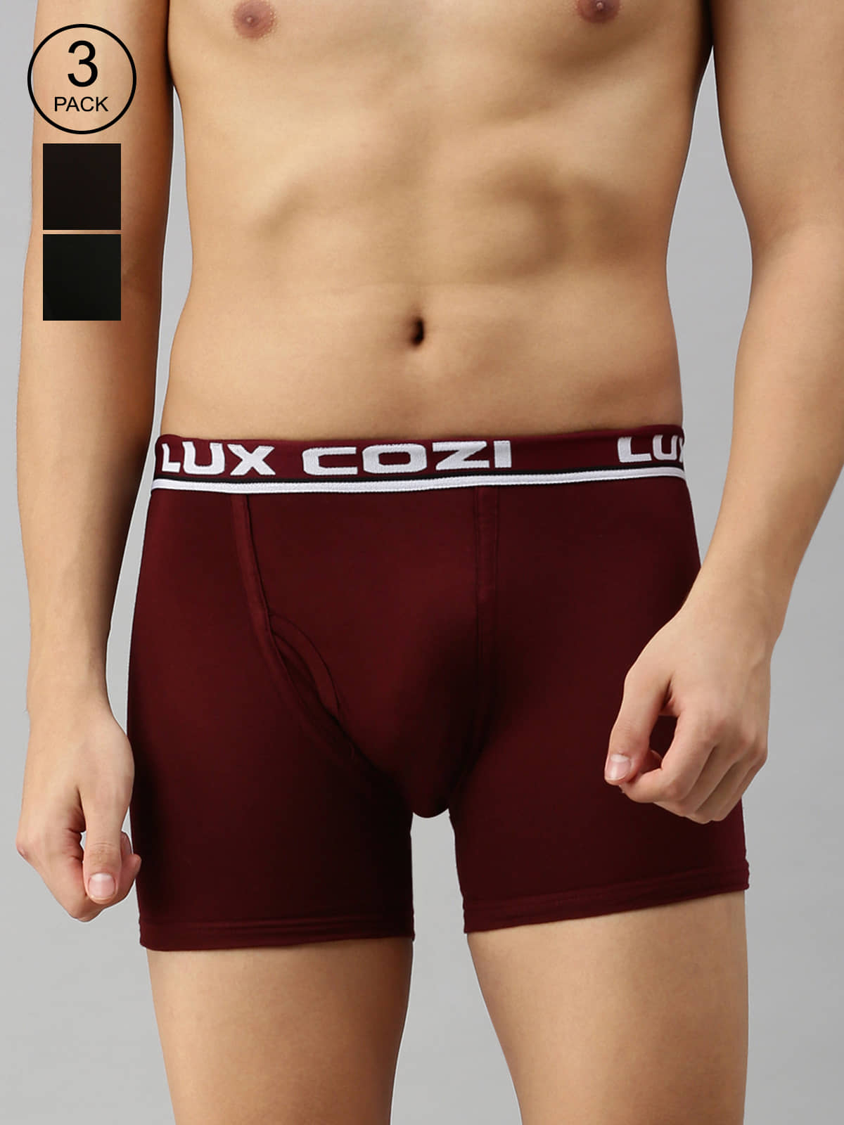 Pack of 3 Lux Cozi - Multicolor Cotton Blend Men's Trunks