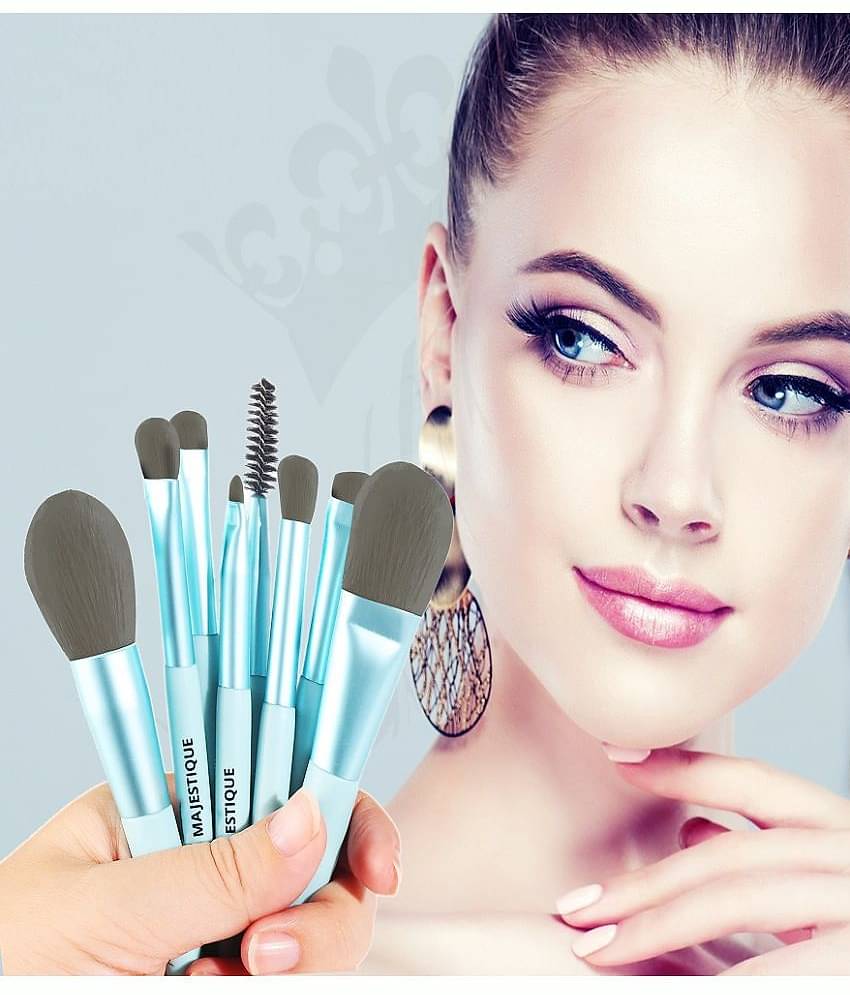 Majestique Luxe Makeup Brush Set Mini Makeup Brush Tools Proffesional for Women - 8Pcs/Multicolor