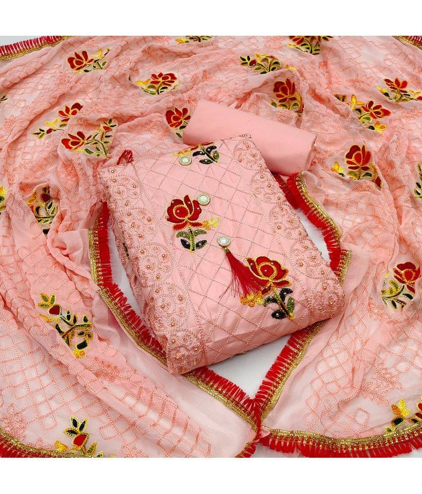 MEHZEEL FAB - Unstitched Peach Cotton Blend Dress Material ( Pack of 1 ) MEHZEEL FAB - Unstitched Peach Cotton Blend Dress Material ( Pack of 1 )
