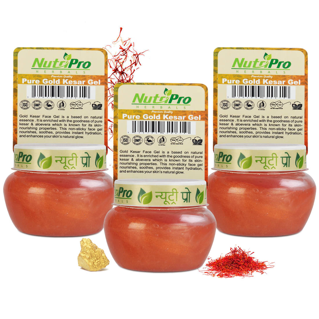    			NutriPro Pure Gold Kesar Gel 120ml For Radiant Glow & Nourshing Properties (Pack Of 3)