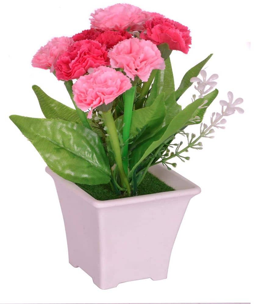 PINDIA - Pink Blossom Artificial Flowers With Pot ( Pack of 1 )