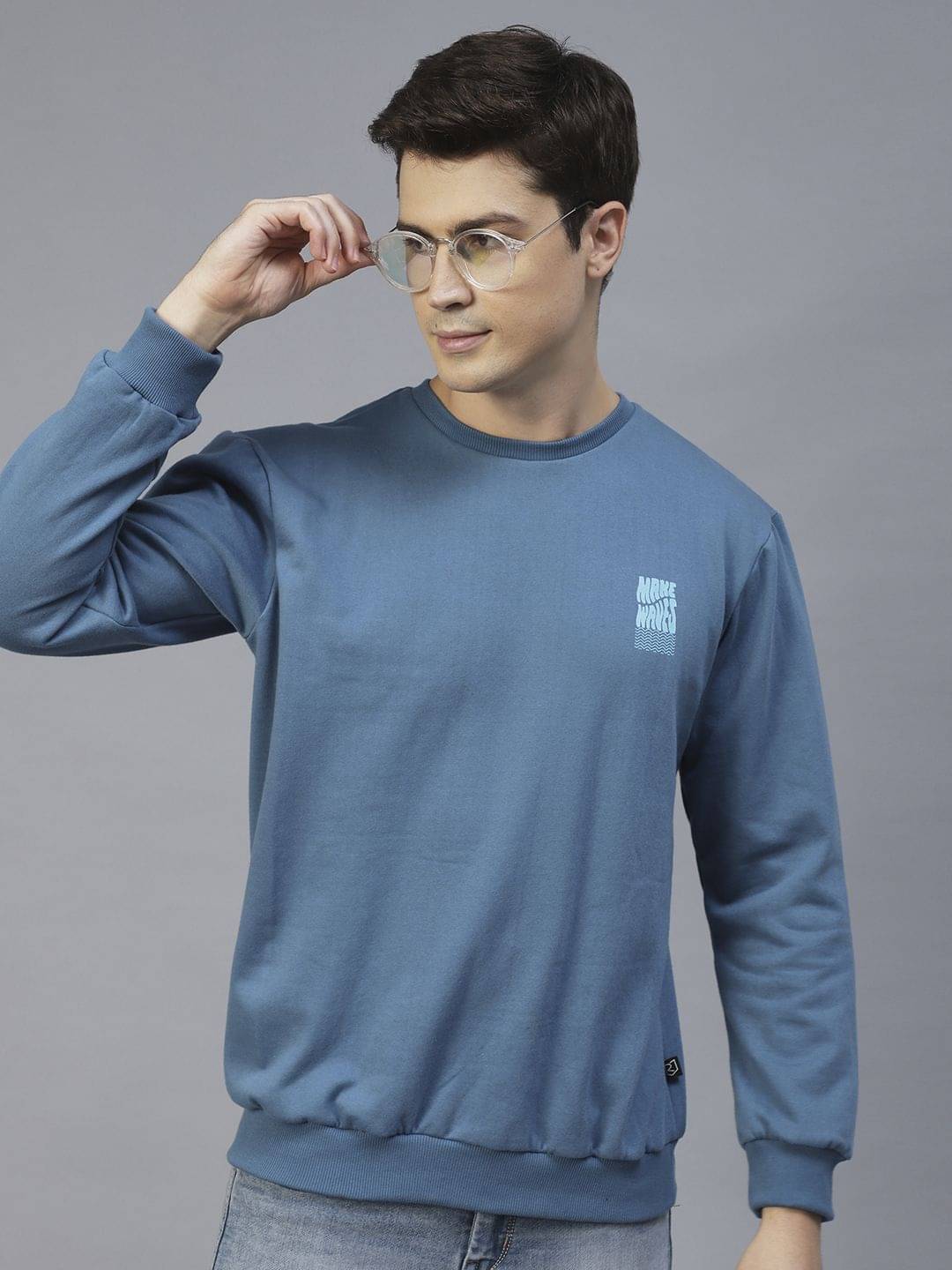 Rigo - Light Blue Fleece Regular Fit Men's Sweatshirt ( Pack of 1 )     			Rigo - Light Blue Fleece Regular Fit Men's Sweatshirt ( Pack of 1 )