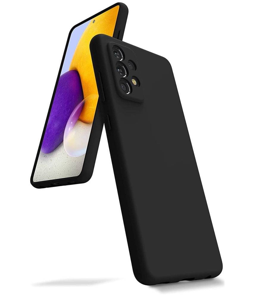     			Spectacular Ace - Black Silicon Plain Cases Compatible For Samsung Galaxy A72 ( Pack of 1 )