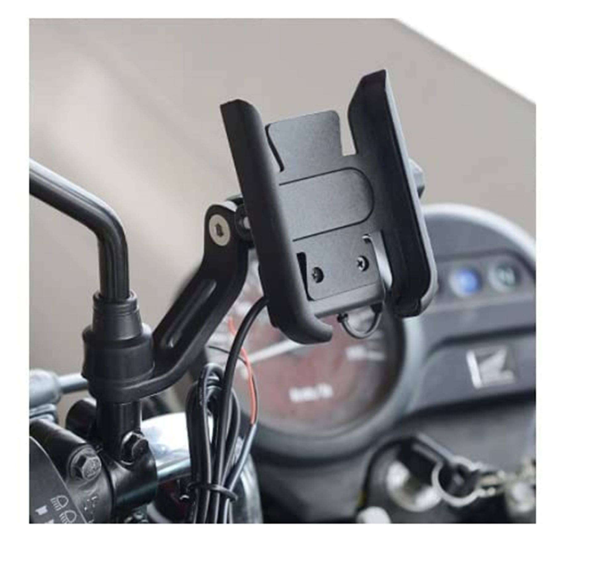     			thriftkart CNC Aluminium Metal Body 360 Degree Rotating Mobile Holder Stand with Quick Charge USB for Bike, Activa, Scootey (Mirror Fitting)