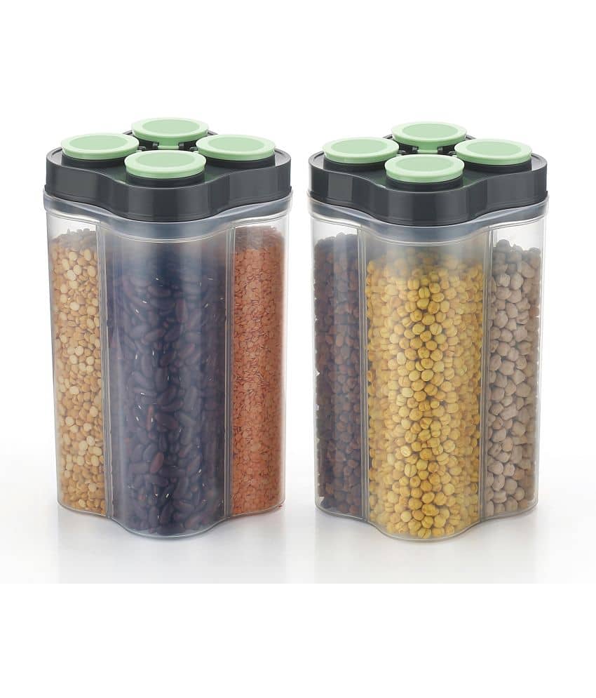 2Mech - 2500ml 4section Multicolor Plastic Dal Container ( Set of 2 ) - 2500