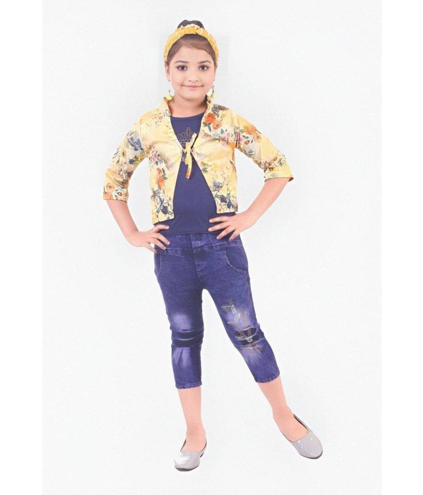 4 YOU Pack of 1 Girls Denim Top With Jeans ( Light Yellow ) 4 YOU Pack of 1 Girls Denim Top With Jeans ( Light Yellow )