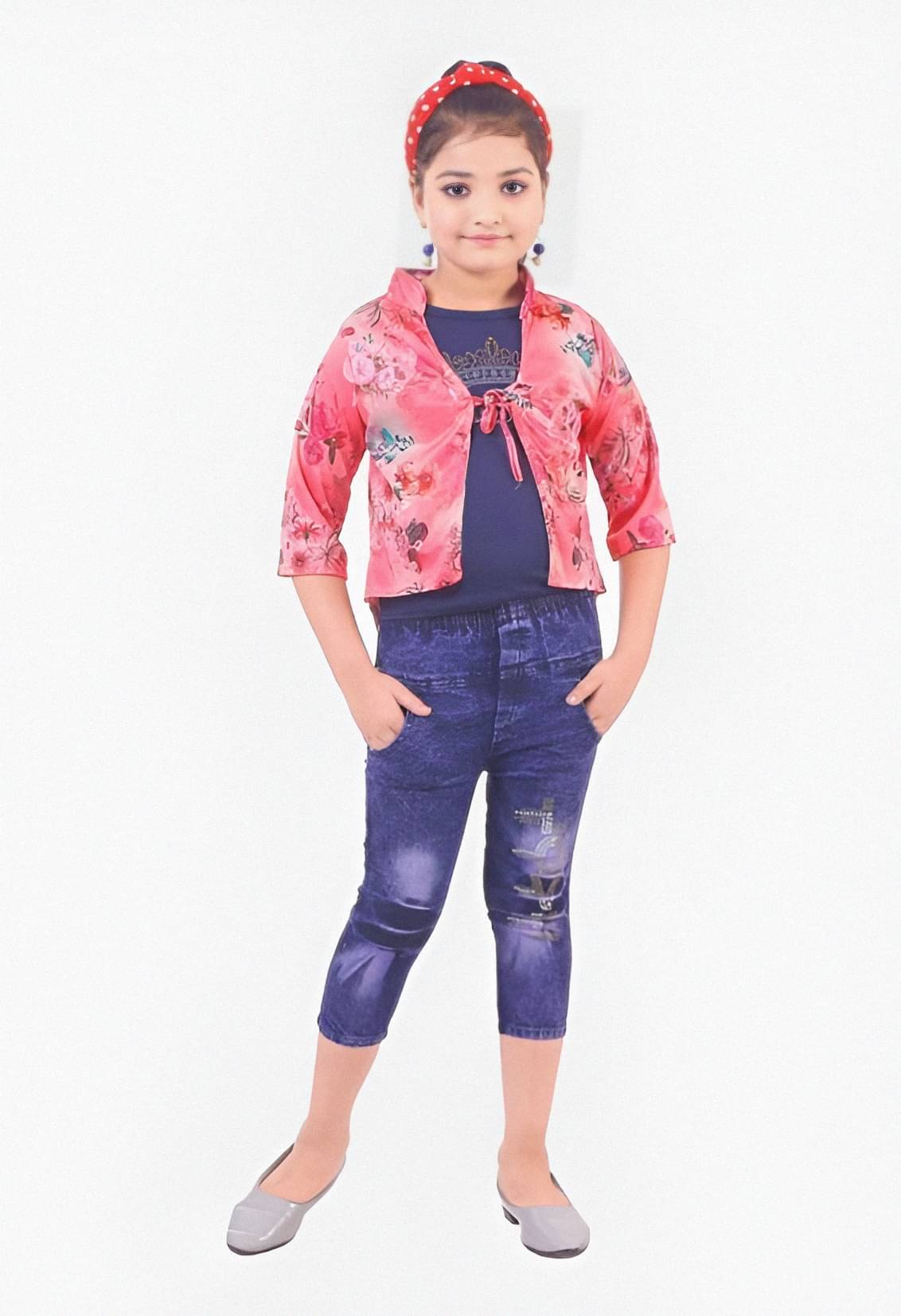     			4 YOU Pack of 1 Girls Denim Top With Jeans ( Pink )