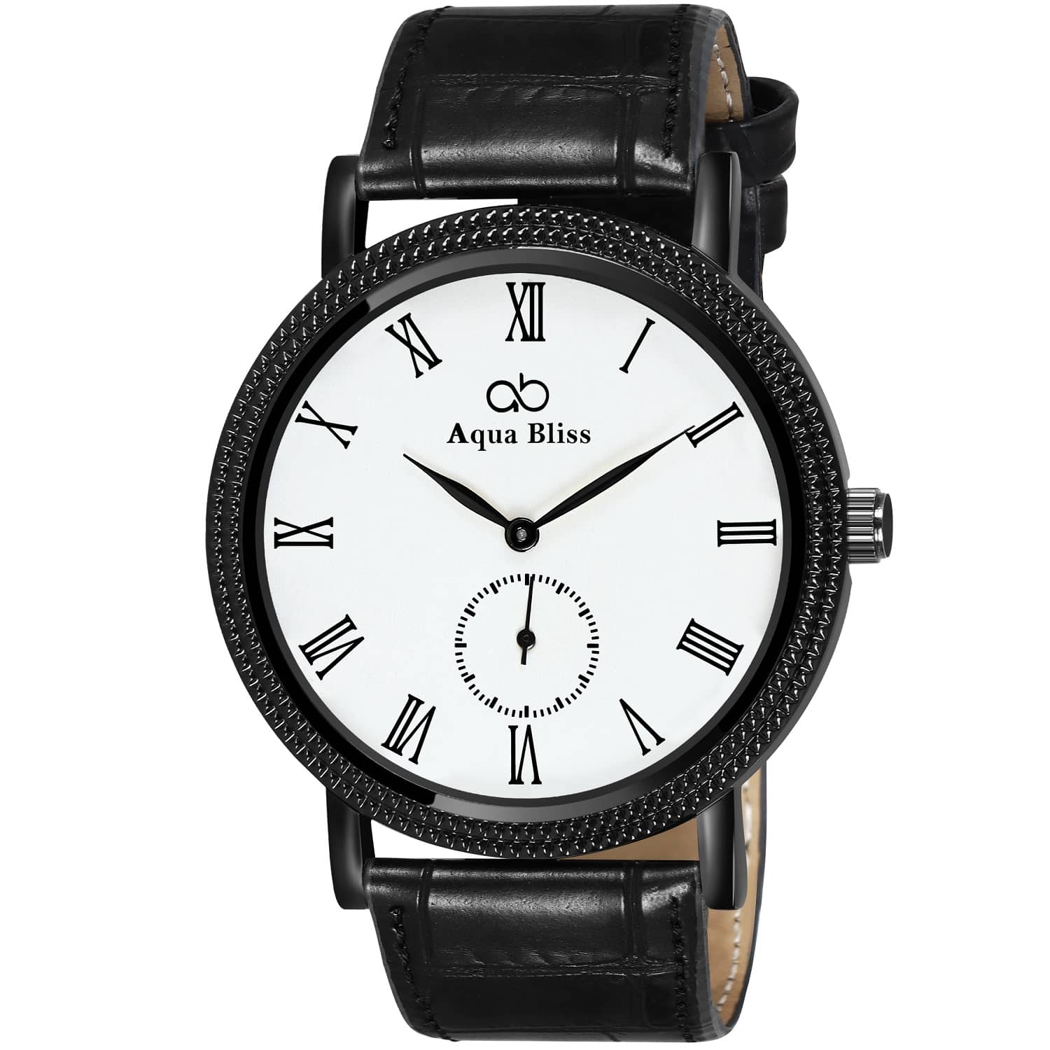 AQUA BLISS - Black Leather Chronograph Men's Watch