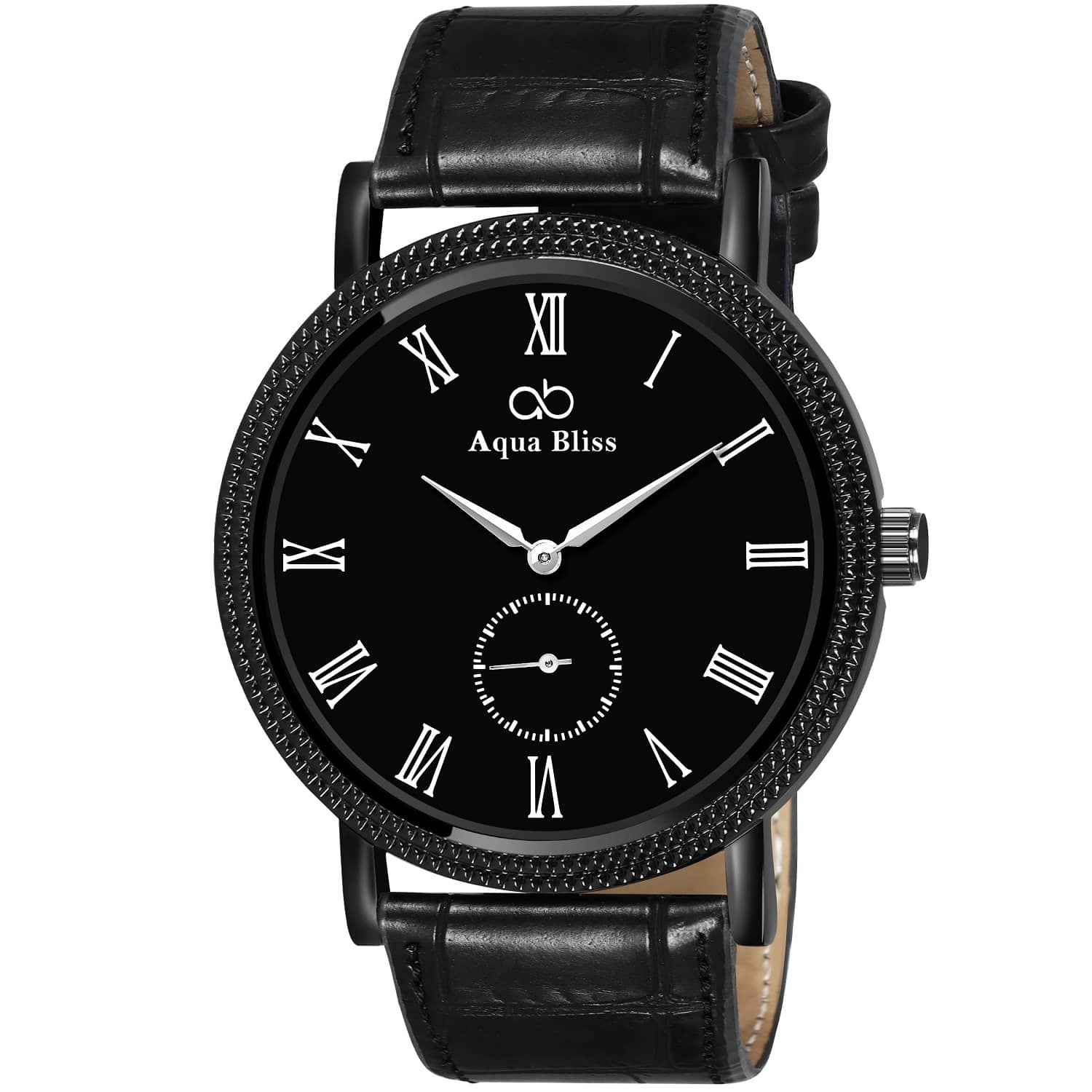 AQUA BLISS - Black Leather Chronograph Men's Watch