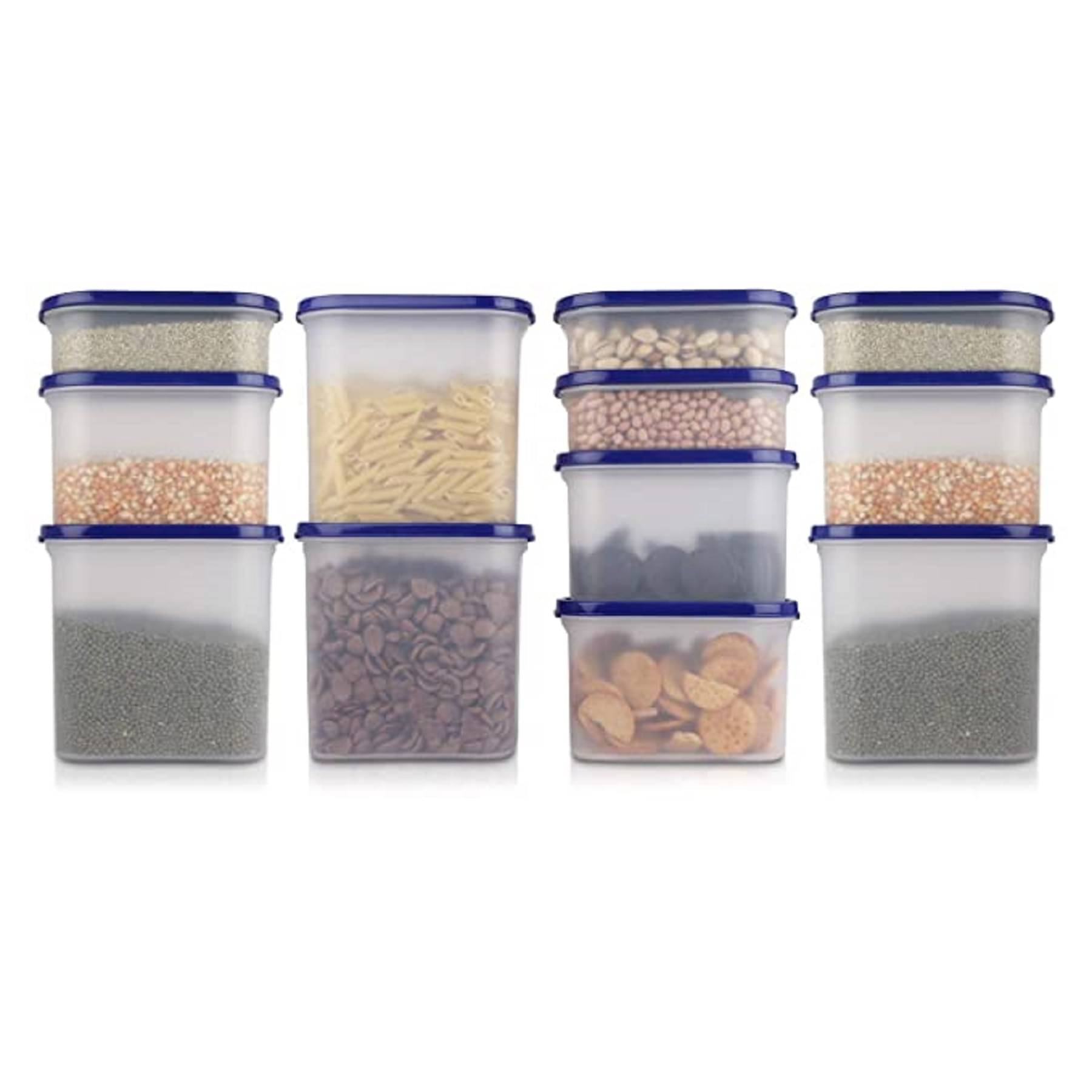 Analog kitchenware - Grocery,Dal,Pasta Navy Blue Polyproplene Food Container ( Set of 12 ) - 4000 Analog kitchenware - Grocery,Dal,Pasta Navy Blue Polyproplene Food Container ( Set of 12 ) - 4000