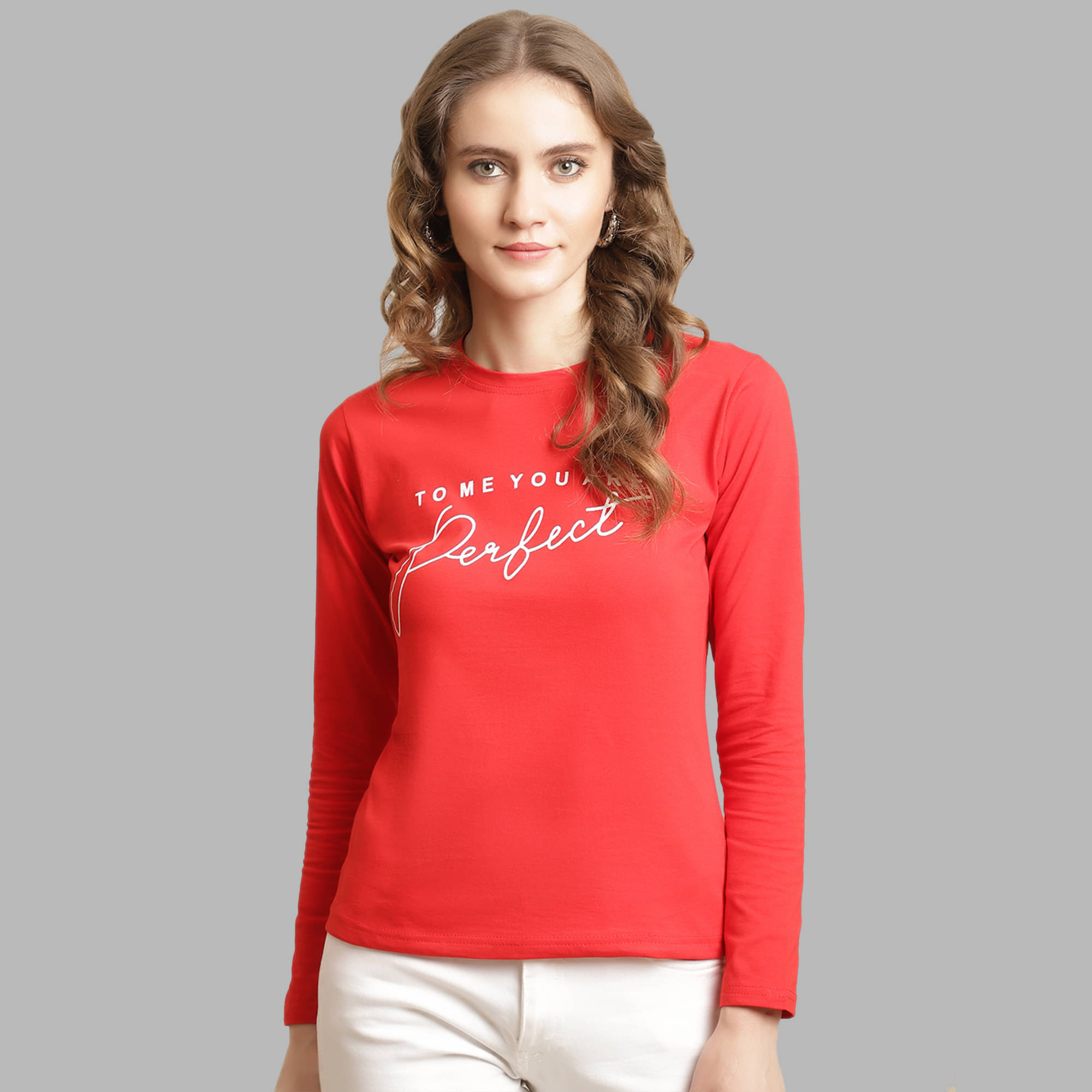 Fabflee Women Cotton Printed Regular Fit Round Neck T-Shirt ( Red ) Fabflee Women Cotton Printed Regular Fit Round Neck T-Shirt ( Red )