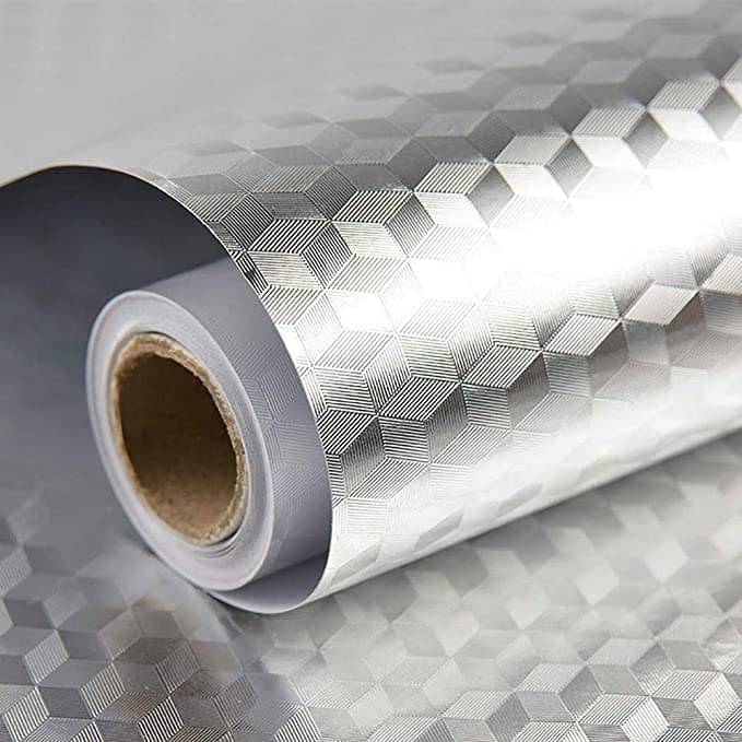 Geeo Diamond Design In Silver Foil Wall Paper 60cm X2m (Pack of 1) Geeo Diamond Design In Silver Foil Wall Paper 60cm X2m (Pack of 1)