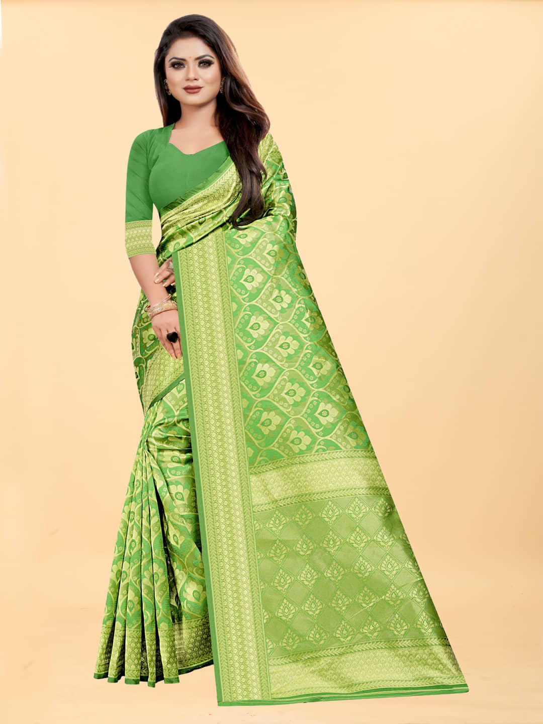 Gazal Fashions Banarasi Silk Embellished Saree With Unstitched Blouse Piece ( Wine ) - Sarees | Buy online on ZillyBuy