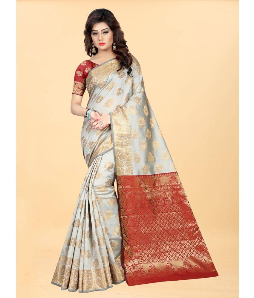 Gazal Fashions Banarasi Silk Embellished Saree With Unstitched Blouse Piece ( Multicolor ) Gazal Fashions Banarasi Silk Embellished Saree With Unstitched Blouse Piece ( Multicolor )