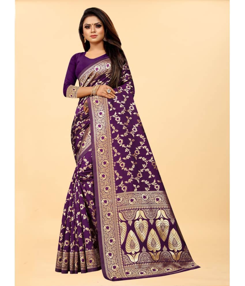 Gazal Fashions Banarasi Silk Embellished Saree With Unstitched Blouse Piece ( Pink ) - Sarees | Buy online on ZillyBuy