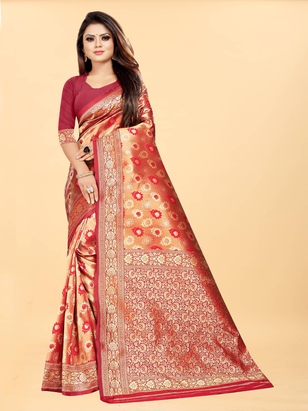 Gazal Fashions Banarasi Silk Embellished Saree With Unstitched Blouse Piece ( Black ) - Sarees | Buy online on ZillyBuy