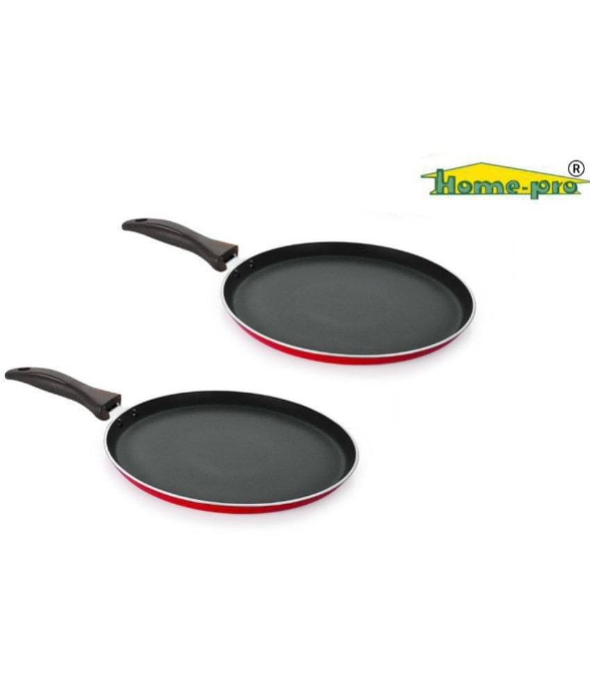     			HomePro - Non-stick Aluminium Dosa Tawa, Flat Tawa Pack of 2, 28cm, Gas stove compatible, Red