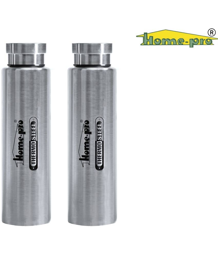 HomePro - Stainless Steel Vacuum Bottle 800ml, Silver 100% leak proof Pack of 2 for Home | Gym | Fridge | School | Office | Trekking & Hiking Bottle
