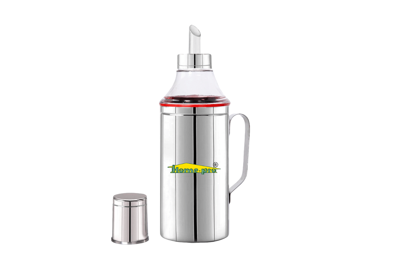HomePro - Stainless Steel Oil dispenser Leakproof Oil pourer | Oil container | Oil Pot | Oil Can with Sturdy Steel Handle , (Size)