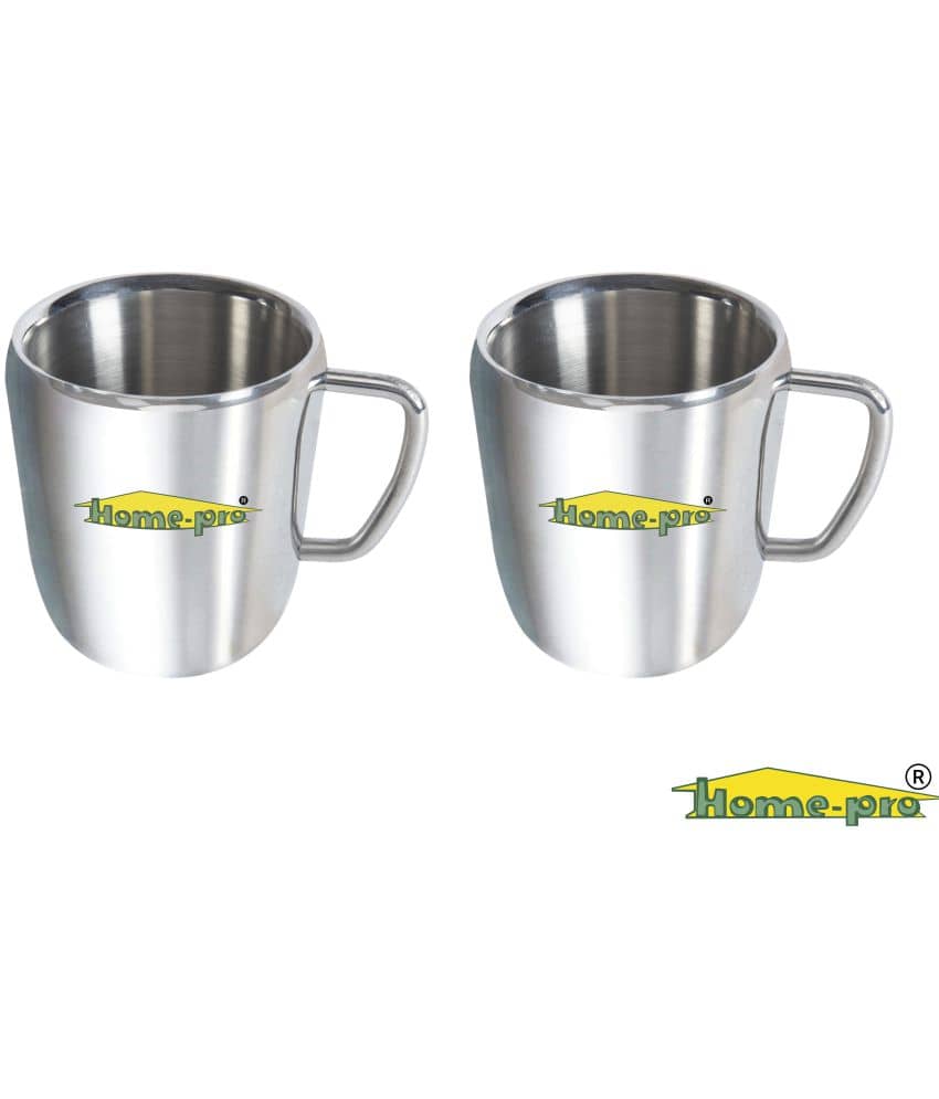 HomePro - Stainless Steel Double Walled Coffee Mug pack of 2, 300ml Each